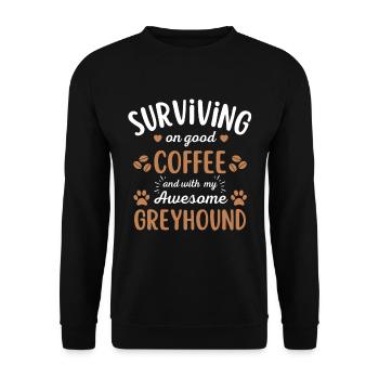 Greyhound Kaffee Hund Cafe - Unisex Pullover - Schwarz - Vorne - Alina (178cm) & Michal (187cm)