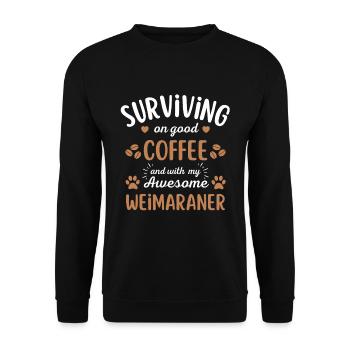 Weimaraner Coffee Dog Cafe - Sweat-shirt Unisexe - noir - Devant - Alina (178cm) & Michal (187cm)