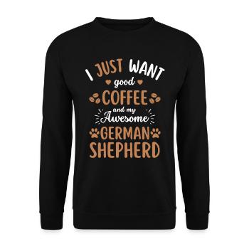 German Shepherd Coffee Dog Cafe - Unisex Sweatshirt - black - Front - Alina (178cm) & Michal (187cm)