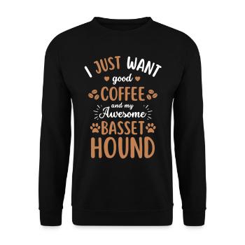 Basset Hound Kaffee Hund Cafe - Unisex Pullover - Schwarz - Vorne - Alina (178cm) & Michal (187cm)