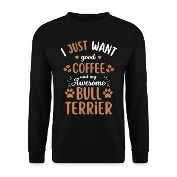 Bullterrier Kaffee Hund Cafe - Unisex Pullover - Schwarz - Vorne - Alina (178cm) & Michal (187cm)