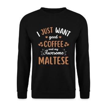 Café maltais Coffee Dog - Sweat-shirt Unisexe - noir - Devant - Alina (178cm) & Michal (187cm)