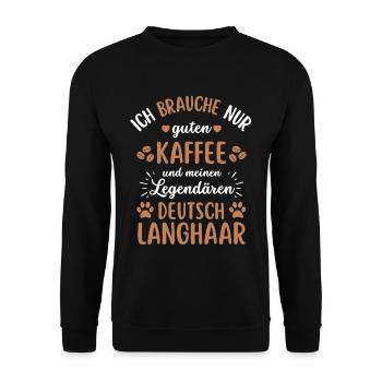 Deutsch Langhaar Kaffee Hund Cafe - Unisex Pullover - Schwarz - Vorne - Alina (178cm) & Michal (187cm)