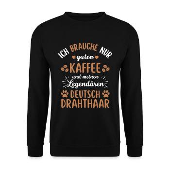 Deutsch Drahthaar Kaffee Hund Cafe - Unisex Pullover - Schwarz - Vorne - Alina (178cm) & Michal (187cm)