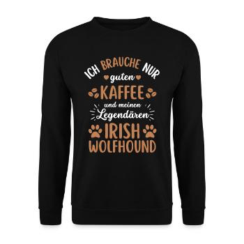 Irish Wolfhound Kaffee Hund Cafe - Unisex Pullover - Schwarz - Vorne - Alina (178cm) & Michal (187cm)