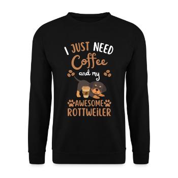 Sweet Rottweiler Café Chien Café kawaii - Sweat-shirt Unisexe - noir - Devant - Alina (178cm) & Michal (187cm)