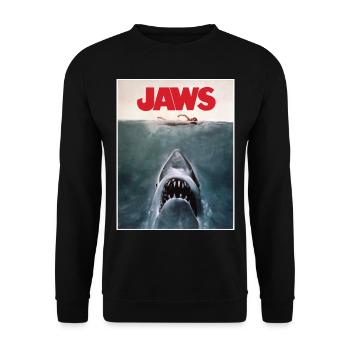 Jaws Film Poster Logo - Unisex Sweatshirt - black - Front - Alina (178cm) & Michal (187cm)