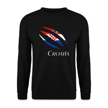 Croatia claws Kroatien Flagge aufgerissen - Unisex Pullover - Schwarz - Vorne - Alina (178cm) & Michal (187cm)