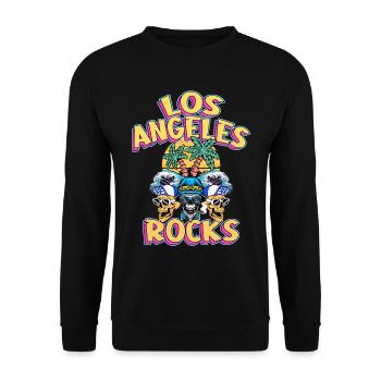 Los Angeles USA Summer Beach Palm Trees Skull - Unisex Sweatshirt - black - Front - Alina (178cm) & Michal (187cm)