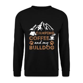 English Bulldog Coffee Camping Dog Cafe - Unisex Sweatshirt - black - Front - Alina (178cm) & Michal (187cm)