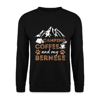 Bernese Mountain Dog Coffee Camping Dog Cafe - Unisex Sweatshirt - black - Front - Alina (178cm) & Michal (187cm)