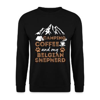 Belgian Shepherd Coffee Camping Dog Cafe - Unisex Sweatshirt - black - Front - Alina (178cm) & Michal (187cm)