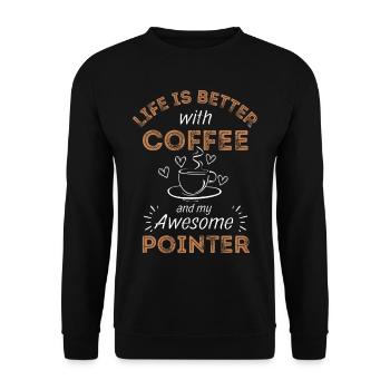 Deutsch Pointer Coffee Dog Cafe - Unisex Sweatshirt - black - Front - Alina (178cm) & Michal (187cm)