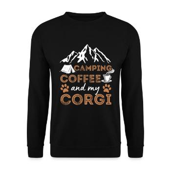 Welsh Corgi Coffee Camping Dog Cafe - Unisex Sweatshirt - black - Front - Alina (178cm) & Michal (187cm)