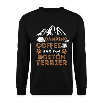 Boston Terrier Coffee Camping Dog Cafe - Unisex Sweatshirt - black - Front - Alina (178cm) & Michal (187cm)
