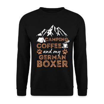 German Boxer Coffee Camping Dog Cafe - Unisex Sweatshirt - black - Front - Alina (178cm) & Michal (187cm)