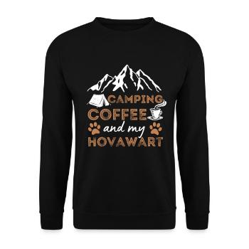 Hovawart Kaffee Camping Hund Cafe - Unisex Pullover - Schwarz - Vorne - Alina (178cm) & Michal (187cm)