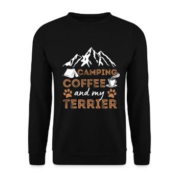Terrier Kaffee Camping Hund Cafe - Unisex Pullover - Schwarz - Vorne - Alina (178cm) & Michal (187cm)