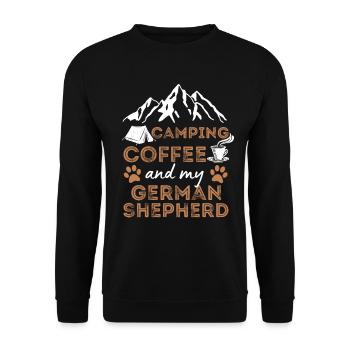 German Shepherd Coffee Camping Dog Cafe - Unisex Sweatshirt - black - Front - Alina (178cm) & Michal (187cm)