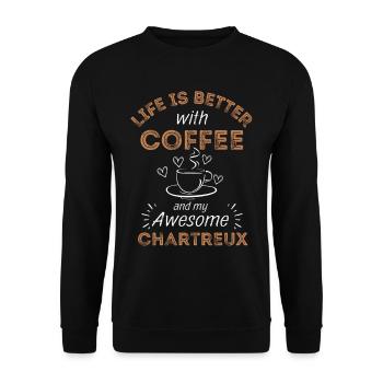 Carthusian Cat Coffee Cafe - Unisex Sweatshirt - black - Front - Alina (178cm) & Michal (187cm)