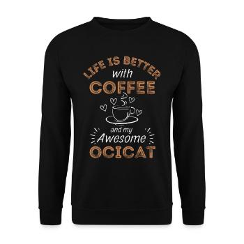 Ocicat Cat Coffee Cafe - Unisex Sweatshirt - black - Front - Alina (178cm) & Michal (187cm)
