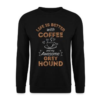 Greyhound Café Chien Café - Sweat-shirt Unisexe - noir - Devant - Alina (178cm) & Michal (187cm)