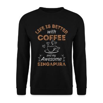 Singapura Cat Coffee Cafe - Unisex Sweatshirt - black - Front - Alina (178cm) & Michal (187cm)