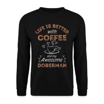 Doberman Coffee Dog Cafe - Unisex Sweatshirt - black - Front - Alina (178cm) & Michal (187cm)
