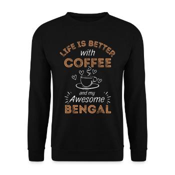 Bengal Cat Coffee Cafe - Unisex Sweatshirt - black - Front - Alina (178cm) & Michal (187cm)