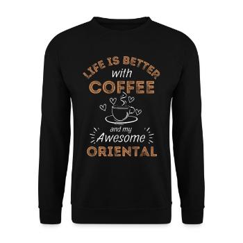Oriental Shorthair Cat Coffee Cafe - Unisex Sweatshirt - black - Front - Alina (178cm) & Michal (187cm)