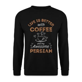Perser Katze Kaffee Cafe - Unisex Pullover - Schwarz - Vorne - Alina (178cm) & Michal (187cm)