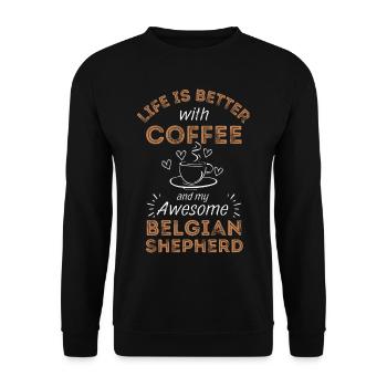 Belgian Shepherd Malinois Coffee Dog Cafe - Unisex Sweatshirt - black - Front - Alina (178cm) & Michal (187cm)