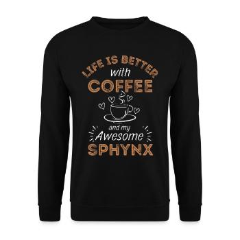 Sphynx Cat Coffee Cafe - Unisex Sweatshirt - black - Front - Alina (178cm) & Michal (187cm)
