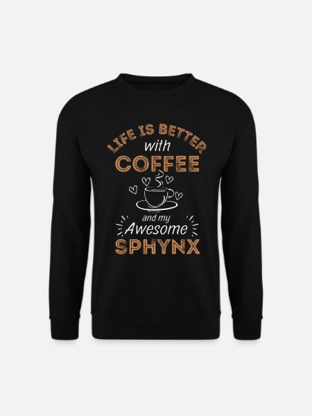 Café Sphynx Cat - Sweat-shirt Unisexe - noir