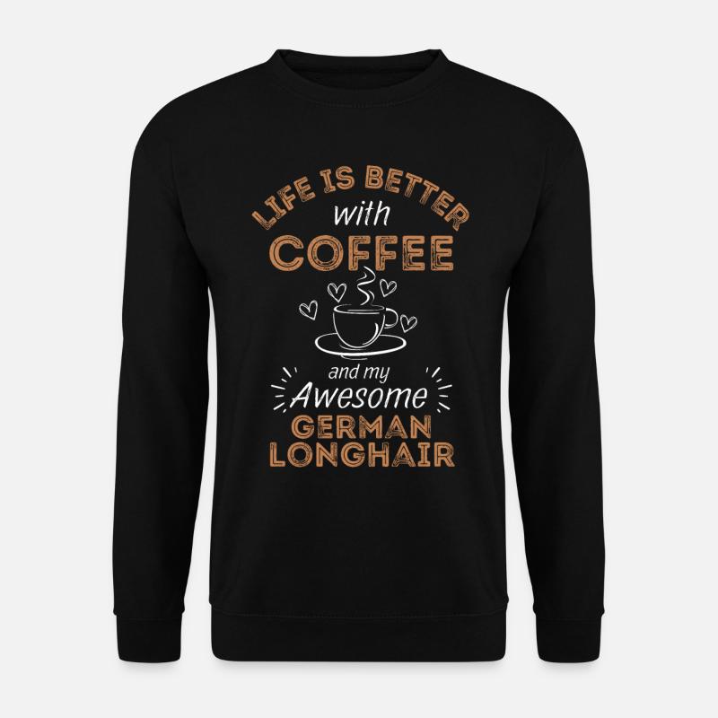 German Longhair Coffee Dog Cafe - Unisex Sweatshirt - black