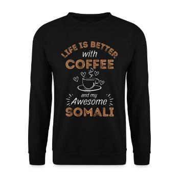 Café Somali Cat - Sweat-shirt Unisexe - noir - Devant - Alina (178cm) & Michal (187cm)