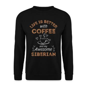 Café de chat sibérien - Sweat-shirt Unisexe - noir - Devant - Alina (178cm) & Michal (187cm)