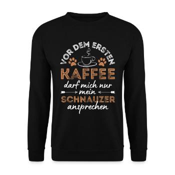 Schnauzer Kaffee Hund Cafe - Unisex Pullover - Schwarz - Vorne - Alina (178cm) & Michal (187cm)