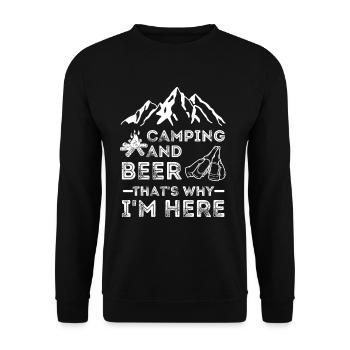 Camping und Bier Liebhaber - Unisex Pullover - Schwarz - Vorne - Alina (178cm) & Michal (187cm)