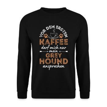 Greyhound Café Chien Café - Sweat-shirt Unisexe - noir - Devant - Alina (178cm) & Michal (187cm)