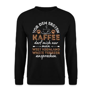 West Highland White Terrier Kaffee Hund Cafe - Unisex Pullover - Schwarz - Vorne - Alina (178cm) & Michal (187cm)