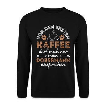 Doberman Coffee Dog Cafe - Unisex Sweatshirt - black - Front - Alina (178cm) & Michal (187cm)