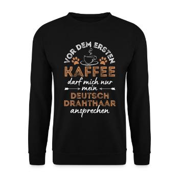 Deutsch Drahthaar Kaffee Hund Cafe - Unisex Pullover - Schwarz - Vorne - Alina (178cm) & Michal (187cm)