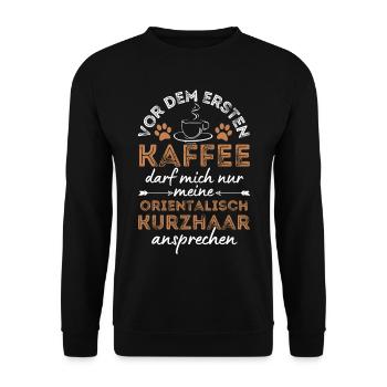 Oriental Shorthair Cat Coffee Cafe - Unisex Sweatshirt - black - Front - Alina (178cm) & Michal (187cm)