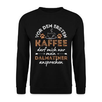 Café dalmate Café Pour chiens - Sweat-shirt Unisexe - noir - Devant - Alina (178cm) & Michal (187cm)