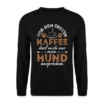 Hund & Kaffee Hund Cafe - Unisex Pullover - Schwarz - Vorne - Alina (178cm) & Michal (187cm)