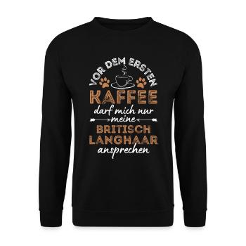 British Longhair Cat Coffee Cafe - Unisex Sweatshirt - black - Front - Alina (178cm) & Michal (187cm)