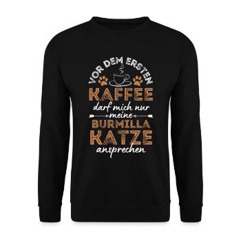 Burmilla Cat Coffee Cafe - Unisex Sweatshirt - black - Front - Alina (178cm) & Michal (187cm)