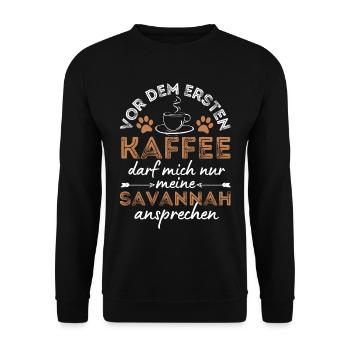 Savannah Katze Kaffee Cafe - Unisex Pullover - Schwarz - Vorne - Alina (178cm) & Michal (187cm)