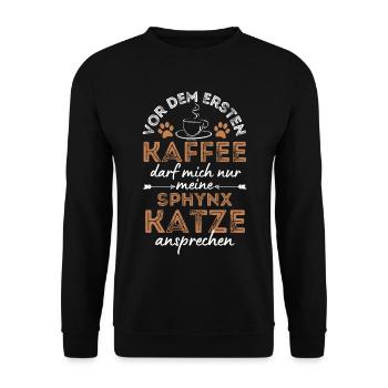 Sphynx Cat Coffee Cafe - Unisex Sweatshirt - black - Front - Alina (178cm) & Michal (187cm)
